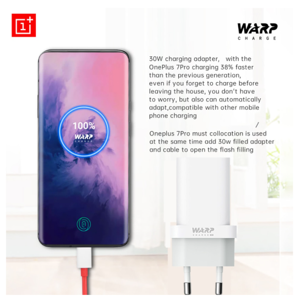 Зарядний пристрій Warp Charge USB 30W Power Adapter для OnePlus (OEM) (white) 012675-162 фото
