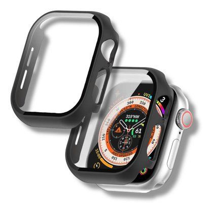 Чохол-накладка 2шт CDK для Apple Watch 46mm (Series 10/11) | Пластик Glass Full Cover (018479) (black) 022805-124 фото