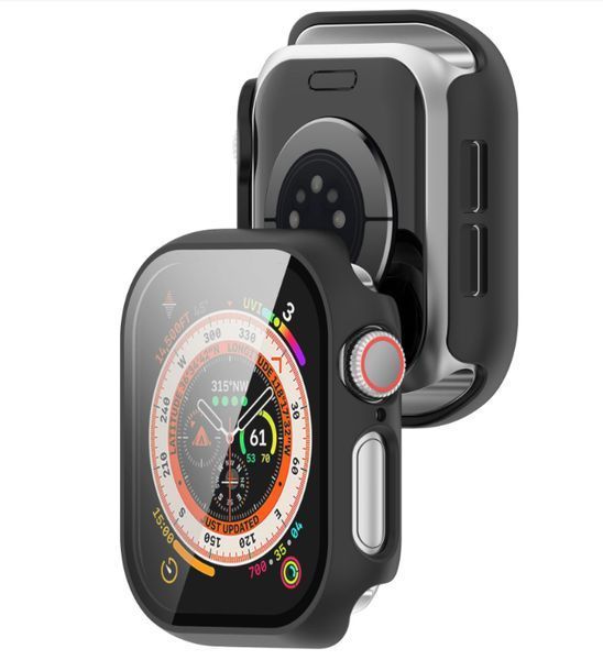 Чохол-накладка 2шт CDK для Apple Watch 46mm (Series 10/11) | Пластик Glass Full Cover (018479) (black) 022805-124 фото