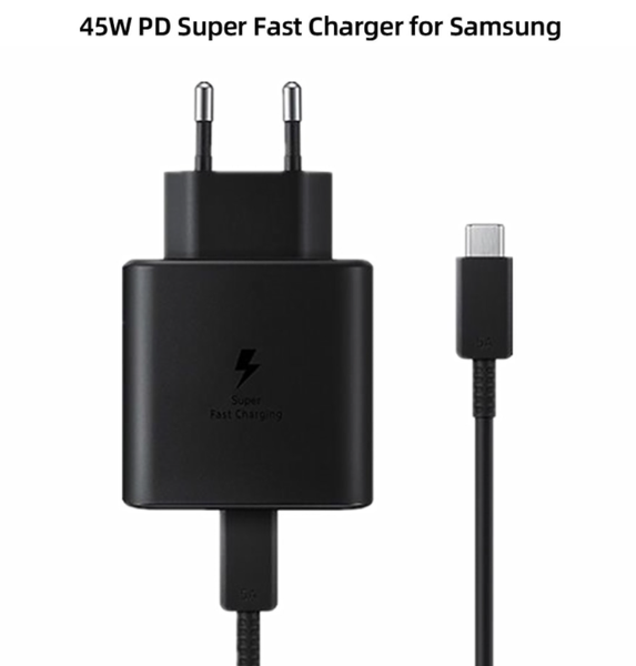 Зарядний пристрій Samsung Type-C 45W Travel Adapter / Кабель Type-C Type-C (EP-TA845) (OEM) (black) 012674-115 фото