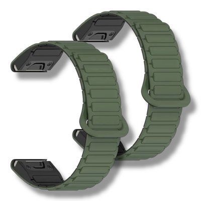 Ремінець 2 шт CDK для Garmin Approach S60 | 22 mm Silicone Shaped Magnetic Band (019626) (green/black) 021775-994 фото