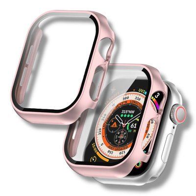 Чохол-накладка 2шт CDK для Apple Watch 46mm (Series 10/11) | Пластик Glass Full Cover (018479) (pink rose) 022805-328 фото