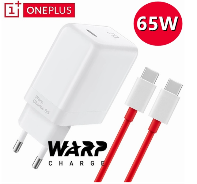 Зарядний пристрій + кабель OnePlus Warp Charge Type-C 65W Power Adapter (white) 013532-162 фото