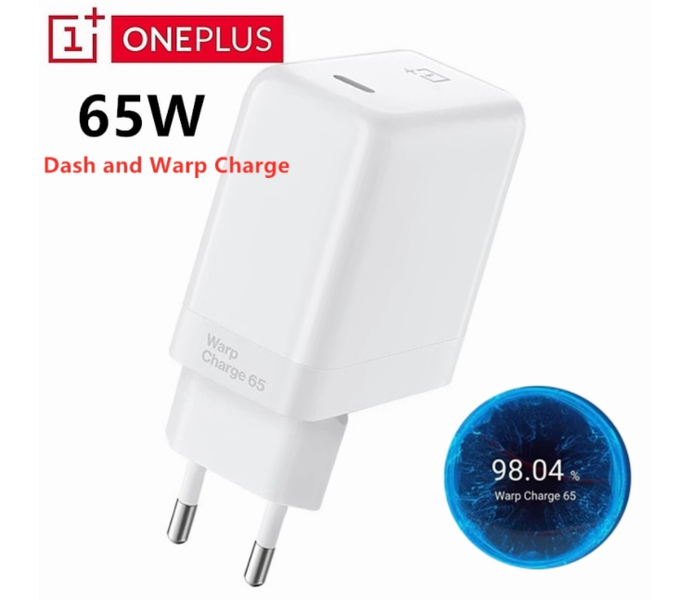 Зарядний пристрій + кабель OnePlus Warp Charge Type-C 65W Power Adapter (white) 013532-162 фото