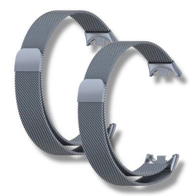 Ремінець 2 шт CDK для Xiaomi Mi Smart Band 8 | Metal Milanese Loop Magnetic (015814) (grey) 022268-385 фото