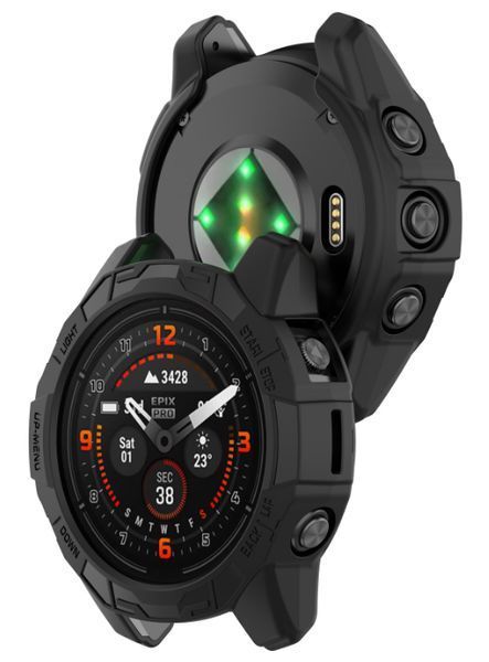 Чехол-бампер 2шт CDK для Garmin Fenix 7X | Силикон Outlines (016387) (black) 022821-124 фото