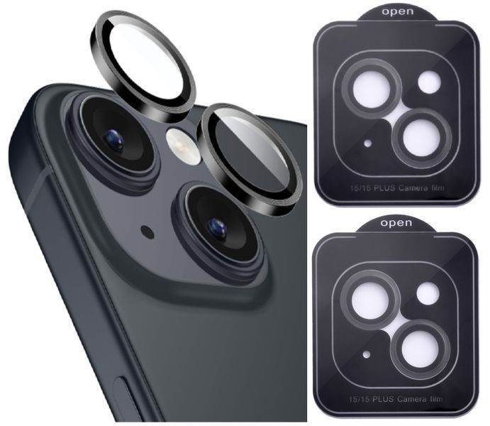 Защитное стекло 2шт CDK для Apple iPhone 15 | на камеру Lens Metal Ring Eagle Eye (015735) (black) 019603-062 фото
