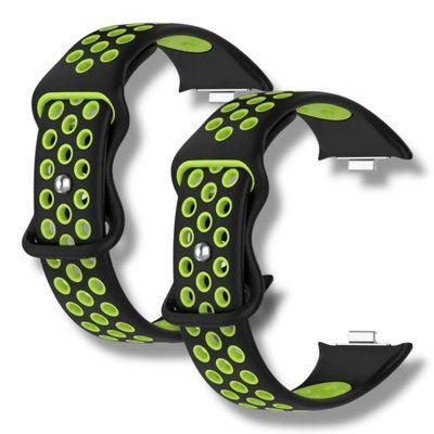 Ремешок 2шт CDK для Xiaomi Mi Smart Band 9 Pro | Silicone Sport Band Nike (017600) (black / green) 022134-962 фото