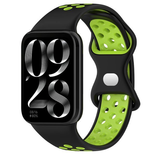 Ремінець 2 шт CDK для Xiaomi Mi Smart Band 9 Pro | Silicone Sport Band Nike (017600) (black/green) 022134-962 фото