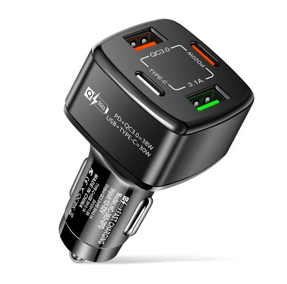 Автомобільний зарядний пристрій PD+QC 3.0 38 W 2 USB / 2Type-C (BK-365-2PD) (black) 015464-115 фото