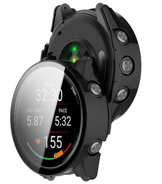 Чохол для накладка DK для Garmin Forerunner 570 42 mm | Пластик Gloss Скло Full Cover (black) 022063-124 фото
