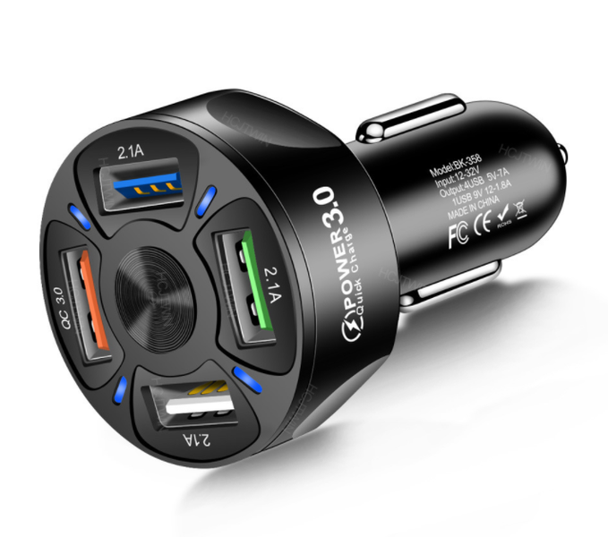 Автомобільний Зарядний Пристрій Qualcomm 4USB Quick Charge 3.0 35W (BK-358) (black) 011683-115 фото