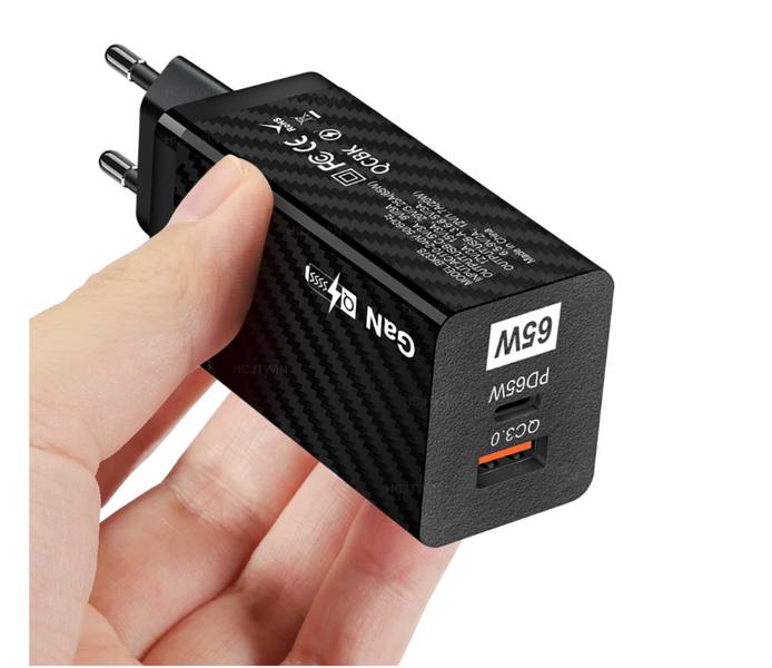 Зарядний пристрій Travel Charger GaN PD+QC3.0 65 W USB / Type-C (BK378) (black) 014505-115 фото