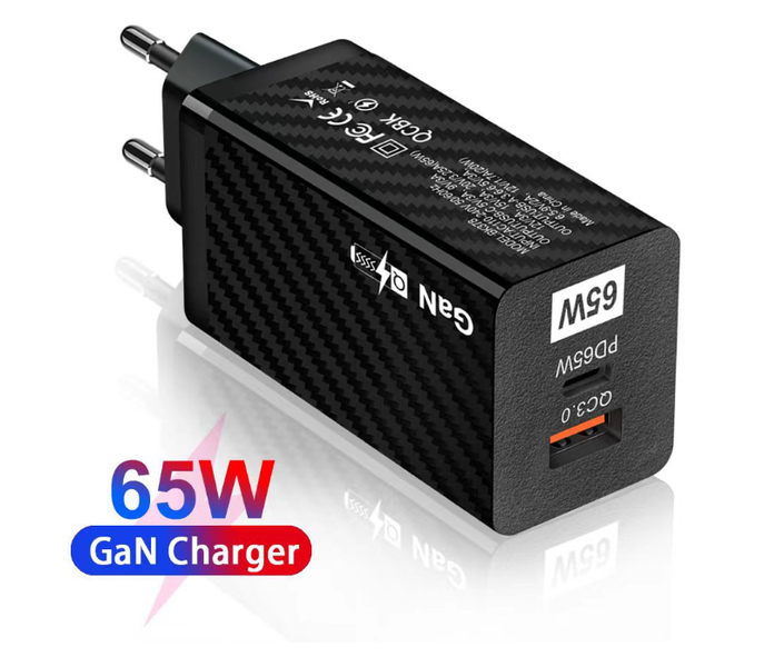 Зарядний пристрій Travel Charger GaN PD+QC3.0 65 W USB / Type-C (BK378) (black) 014505-115 фото
