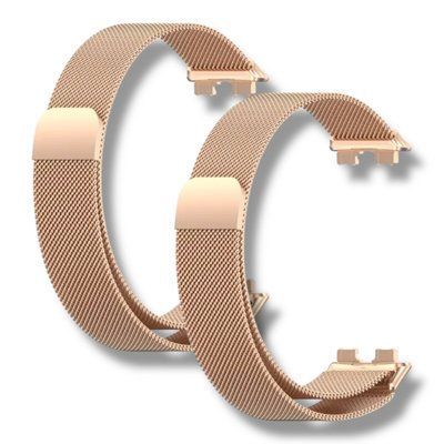 Ремінець 2 шт. CDK для Huawei Band 10 | Metal Milanese Loop Magnetic (015813) (rose gold) 021820-229 фото