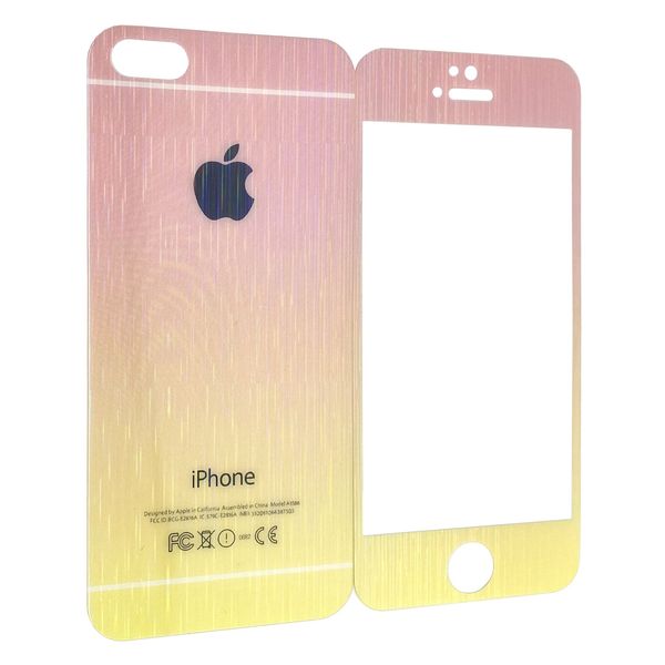Защитное стекло DK-Case для Apple iPhone 5 / 5S / SE радуга градиент back/face (yellow/light pink) 00842 фото