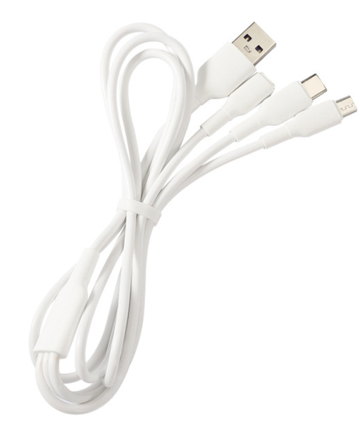 Кабель DK Super Fast Charging Data Cabel 5A 1.2m USB на MicroUSB / Lightning / Type-C (white) 015465-407 фото
