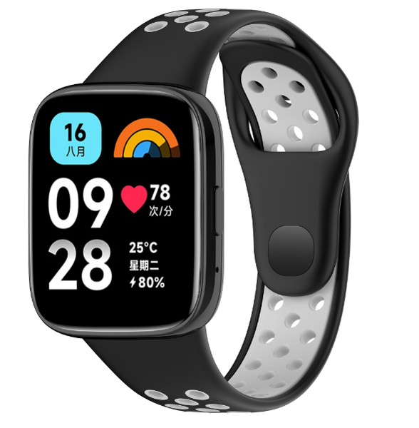 Ремінець DK Silicone Sport Band Nike для Xiaomi Redmi Watch 3 Active / 3 Lite (black / grey) 016712-960 фото
