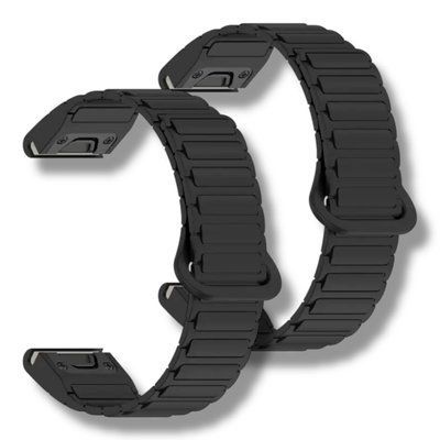 Ремінець 2 шт CDK для Garmin MARQ Golfer | 22 mm Silicone Shaped Magnetic Band (019626) (black) 021805-124 фото