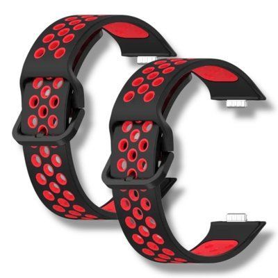 Ремінець 2 шт CDK для Huawei Watch Fit 4 | Silicone Sport Band Nike (017791) (black / red) 022004-963 фото
