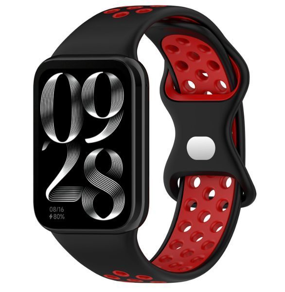 Ремешок 2шт CDK для Xiaomi Mi Smart Band 9 Pro | Silicone Sport Band Nike (017600) (black / red) 022134-963 фото