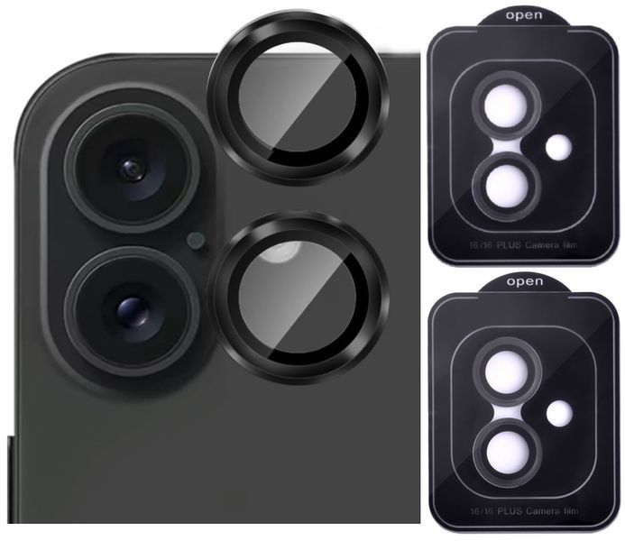 Защитное стекло 2шт CDK для Apple iPhone 16 Plus | на камеру Lens Metal Ring Eagle Eye (018465) (black) 019607-062 фото