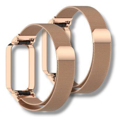 Ремешок-бампер 2шт CDK для Xiaomi Mi Smart Band 9 Active | Metal Milanese Loop Magnetic (018854) (rose gold) 022338-229 фото