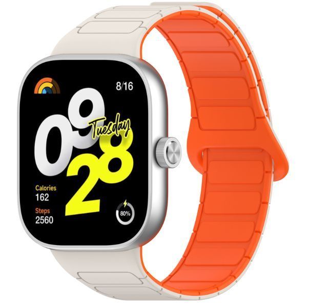 Ремешок DK для Xiaomi Mi Band 8 Pro | Silicone Shaped Magnetic Band (018838) (ivory / orange) 018838-110 фото