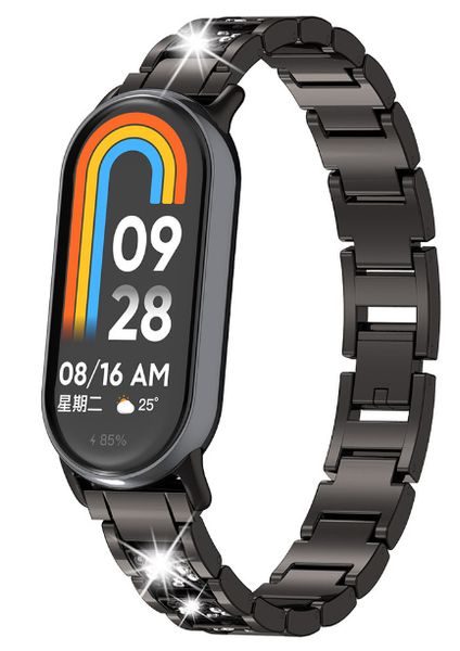 Ремінець CDK для Xiaomi Mi Smart Band 9 | Metal Band Fitlink Diamond (016444) (black) 018004-124 фото