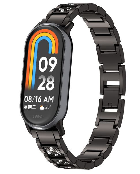 Ремінець CDK для Xiaomi Mi Smart Band 9 | Metal Band Fitlink Diamond (016444) (black) 018004-124 фото