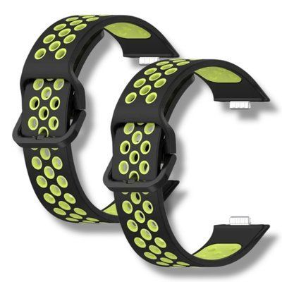 Ремінець 2 шт CDK для Huawei Watch Fit 4 | Silicone Sport Band Nike (017791) (black / green) 022004-962 фото