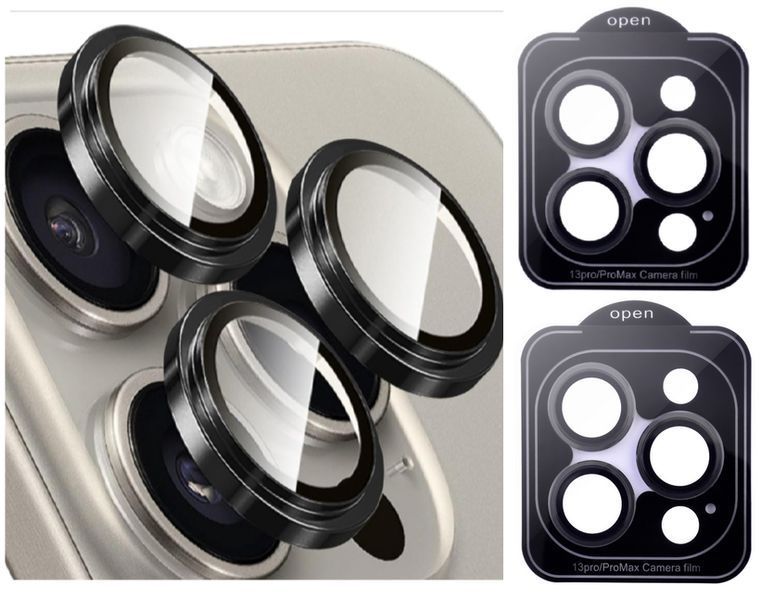 Защитное стекло 2шт CDK для Apple iPhone 13 Pro Max | на камеру Lens Metal Ring Eagle Eye (015729) (black) 019598-062 фото