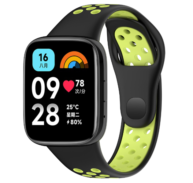 Ремешок DK Silicone Sport Band Nike для Xiaomi Redmi Watch 3 Active / 3 Lite (black / green) 016712-962 фото