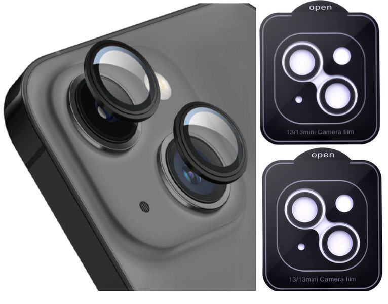 Защитное стекло 2шт CDK для Apple iPhone 13 mini | на камеру Lens Metal Ring Eagle Eye (015731) (black) 019596-062 фото