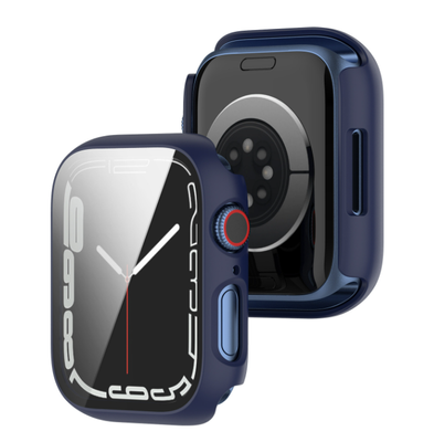 Чехол-накладка DK Пластик Soft-Touch Glass Full Cover для Apple Watch 45mm (dark blue) 013559-132 фото
