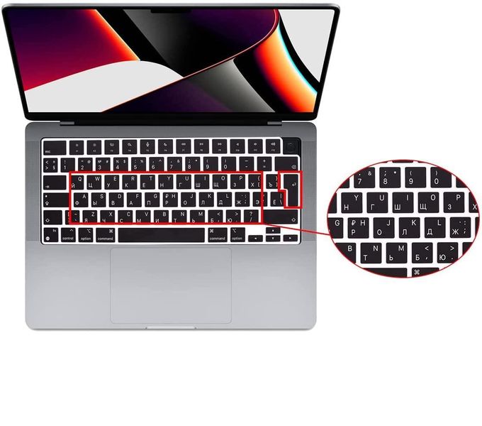 Накладка силікон на клавіатуру для Apple MacBook Pro 14" A2442 (2021) UK (013303) (black) 013304-690 фото