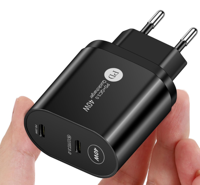 Зарядний пристрій PD+Quick Charge 3.0 40W 2Type-C (PD001) (black) 013734-115 фото