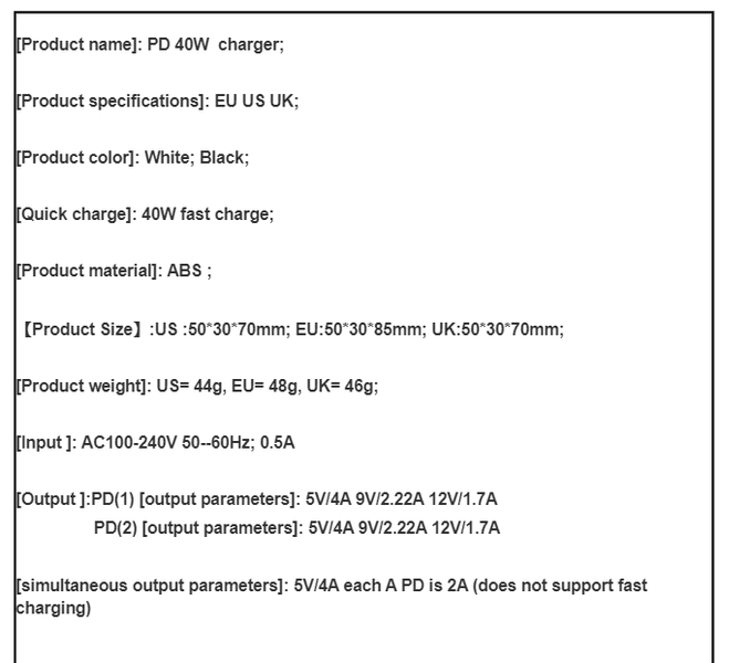 Зарядное устройство PD+Quick Charge 3.0 40W 2Type-C (PD001) (black) 013734-115 фото