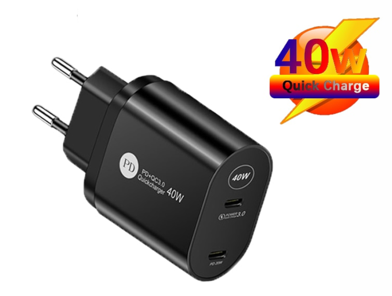 Зарядное устройство PD+Quick Charge 3.0 40W 2Type-C (PD001) (black) 013734-115 фото