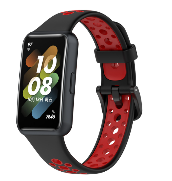 Ремінець DK Silicone Sport Band Nike для Huawei Band 7 (black / red) 014528-963 фото