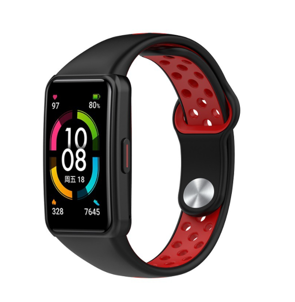 Ремінець CDK Silicone Sport Band Nike для Huawei Band 6 (012812) (black / red) 012813-963 фото