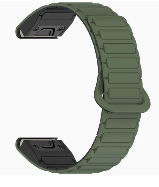 Ремешок 2шт CDK для Garmin MARQ Adventurer | 22mm Silicone Shaped Magnetic Band (019626) (green / black) 021795-994 фото
