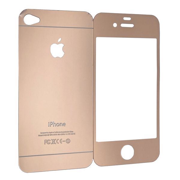 Захисне скло для Apple iPhone 4/4S дзеркало back/face rose gold 00123 фото