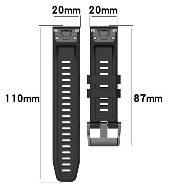 Ремінець CDK для Garmin Epix Pro (Gen 2) 42 mm | Silicone Sport Band Classic 20 mm (015188) (black) 018139-124 фото