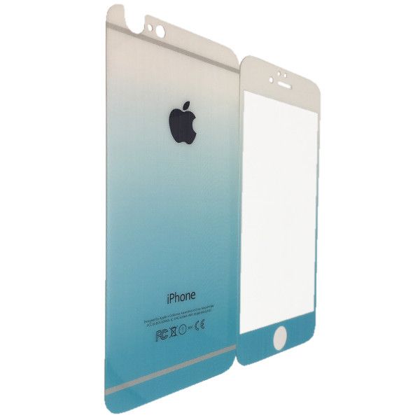 Захисне скло для Apple iPhone 6/6S веселка градієнт back/front blue/white 00837 фото