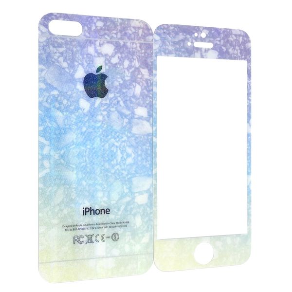 Захисне скло DK-Case для Apple iPhone 5 / 5S / SE перловий струмок back/face (yellow/blue/violet) 00859 фото