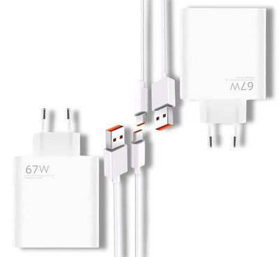 Зарядний пристрій + кабель 2 набори CDK Mi Turbo Charge 67 W USB Power Adapter для Xiaomi (017091) (white) 023087-162 фото