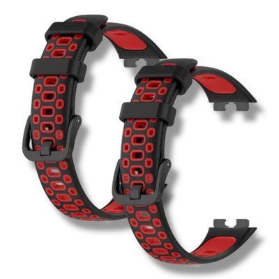 Ремінець 2 шт CDK для Huawei Band 10 | Silicone Sport Band Nike (016452) (black / red) 021834-963 фото