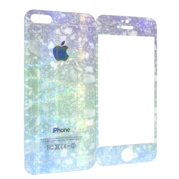 Захисне скло DK-Case для Apple iPhone 5/5S перловий струмок back/face (blue/green/violet) 00855 фото