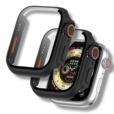 Чохол-накладка 2 шт CDK для Apple Watch 45 mm | DK Пластик Soft-Touch Glass Full Cover Ultra (015824) (black) 022816-124 фото